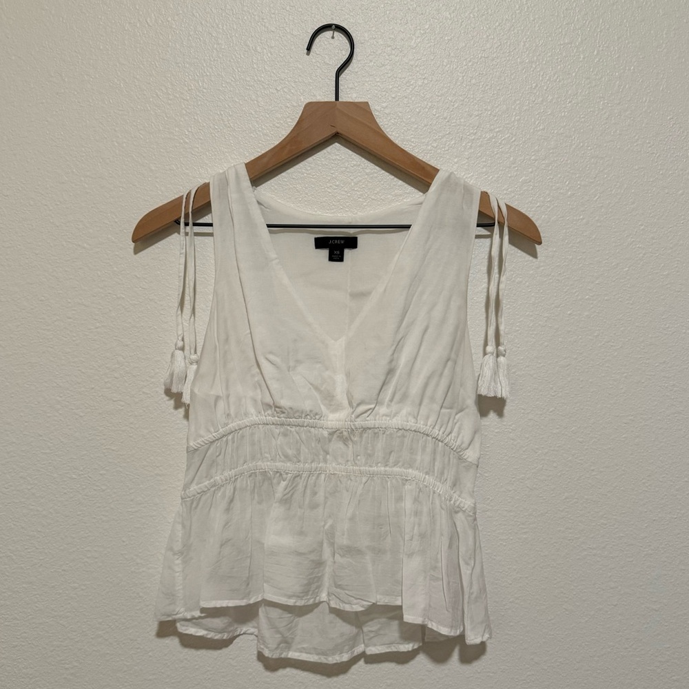 J Crew Blouse w/ Tassel Shoulder Ties